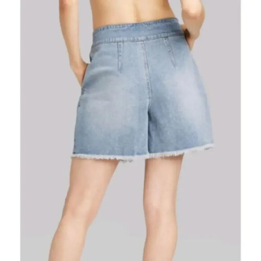A-Line Denim Jean Shorts Super High Rise Pleated Wild Fable Medium 2‎ Fringe Hem